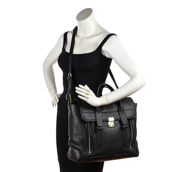 3.1 Philip Lim Black Calfskin Pashli Satchel - Picture 4 of 6